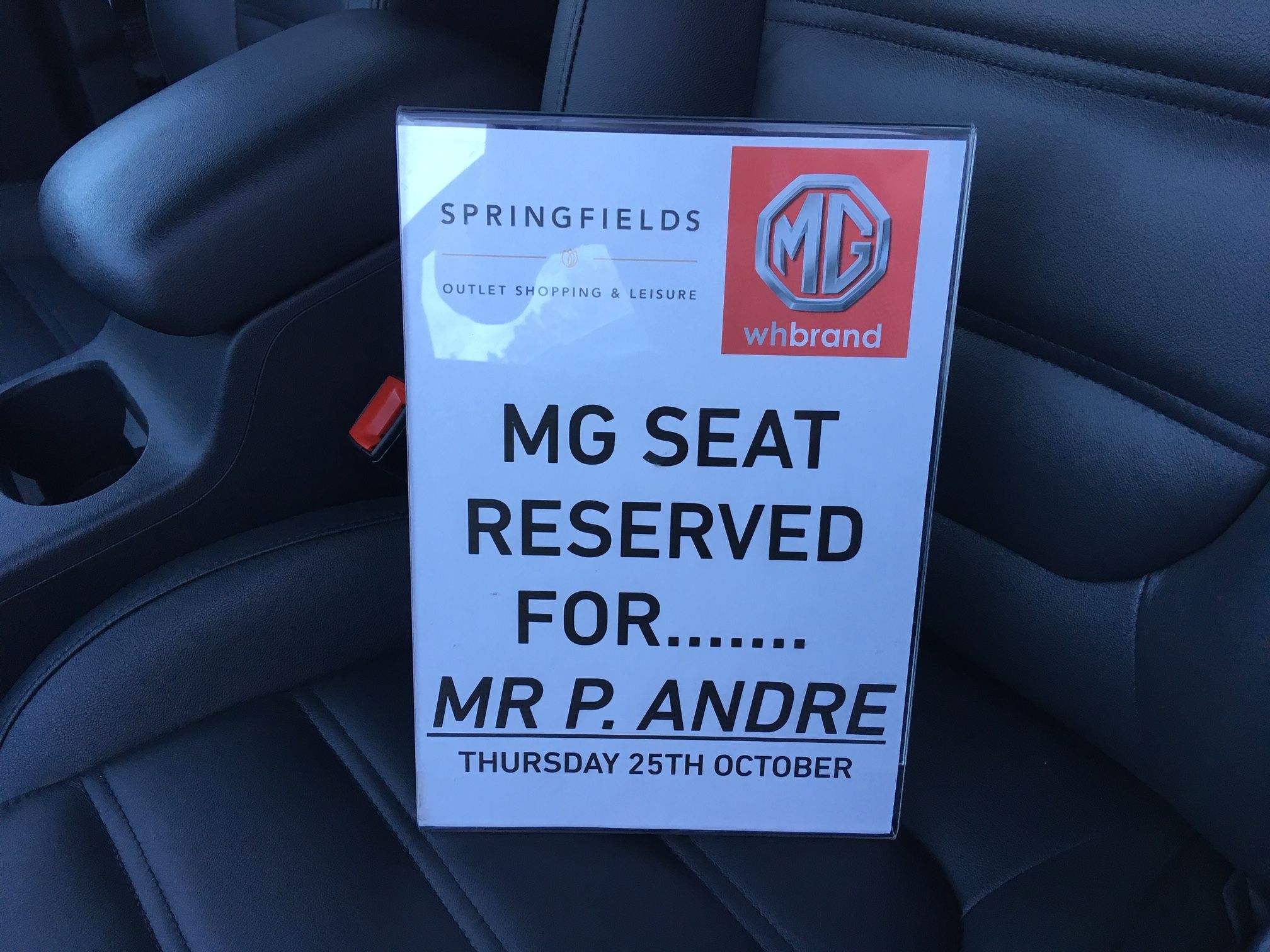 MG Seat Reserved For Mr P Andre!
