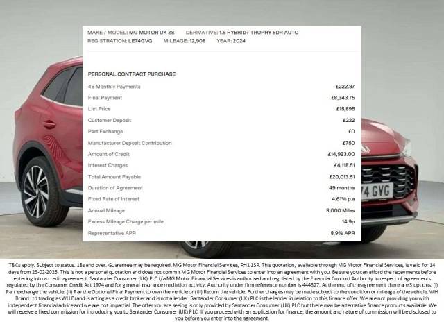 2024 MG Motor UK ZS 1.5 Hybrid+ Trophy 5dr Auto