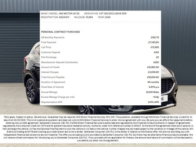2024 MG Motor UK ZS 1.0T GDi Exclusive 5dr