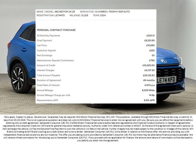 2024 MG Motor UK ZS 1.5 Hybrid+ Trophy 5dr Auto
