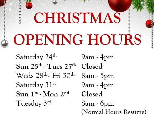 Christmas Opening Hours