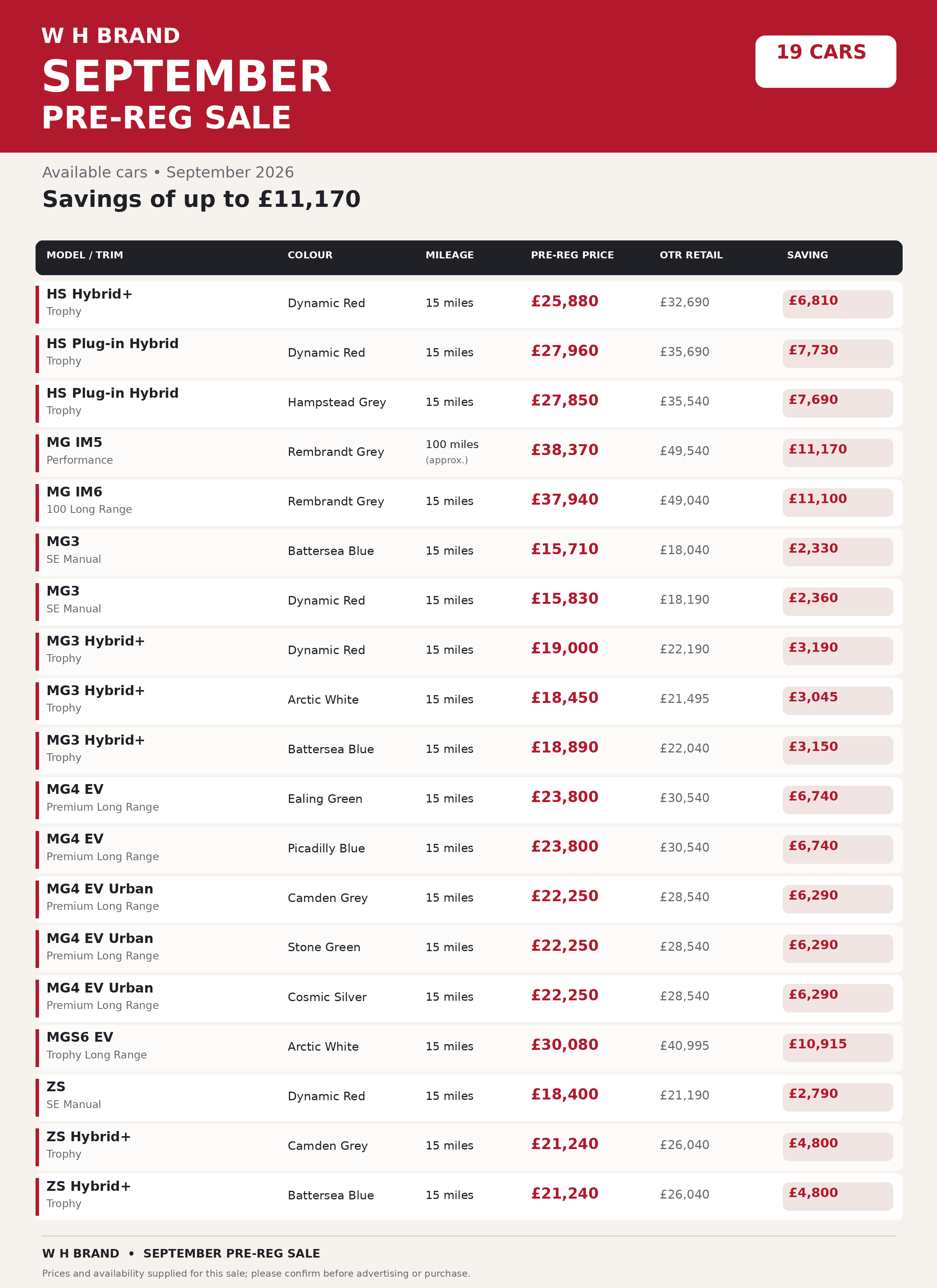𝗪 𝗛 𝗕𝗿𝗮𝗻𝗱 𝗦𝗲𝗽𝘁𝗲𝗺𝗯𝗲𝗿 7️⃣6️⃣ 𝗣𝗿𝗲-𝗥𝗲𝗴 𝗦𝗮𝗹𝗲